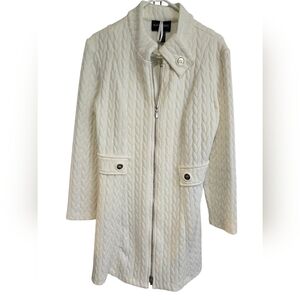 Frank Lyman Design White Quilted Trench Coat, Size 10